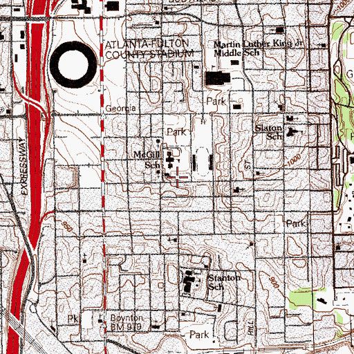 Topographic Map of Radisson Customer Parking Garage Heliport, GA