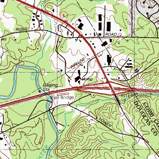 Topographic Map of HCA Parkway Medical Center Heliport, GA