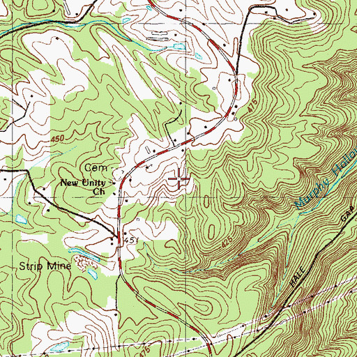 Topographic Map of Green Mine, GA