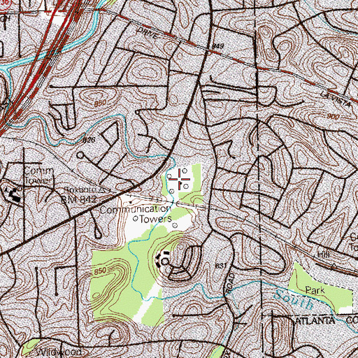 Topographic Map of WQXI-AM (Atlanta), GA