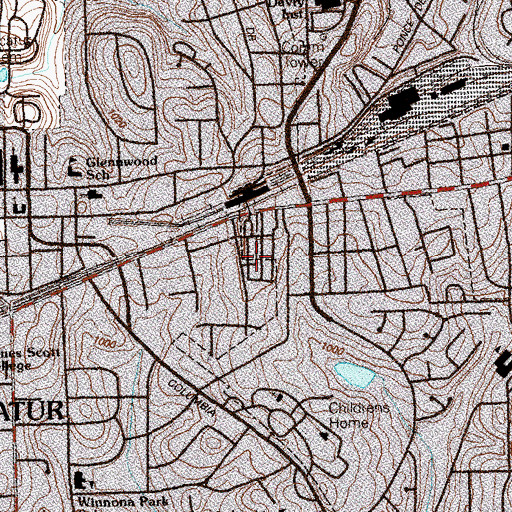 Topographic Map of WXLL-AM (Decatur), GA