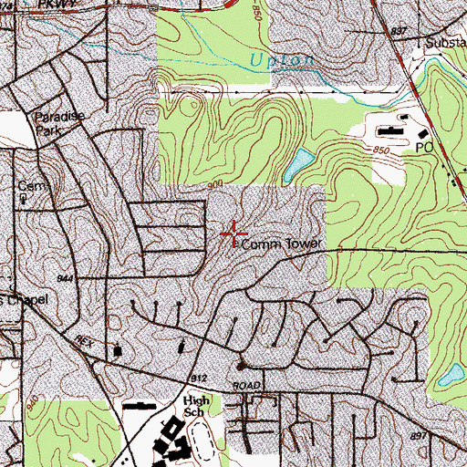 Topographic Map of WSSA-AM (Morrow), GA