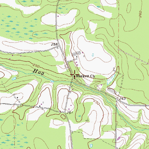 Topographic Map of Burkett Church, GA