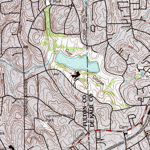 Topographic Map of Capital City Country Club, GA