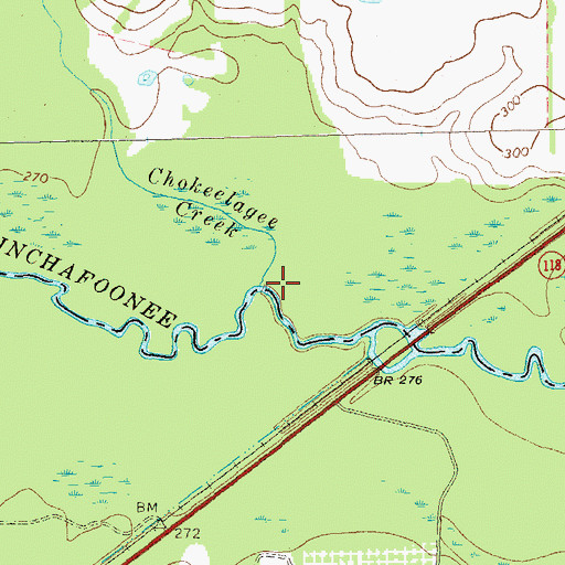 Topographic Map of Chokeelagee Creek, GA