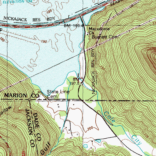 Topographic Map of Cole City Creek, TN
