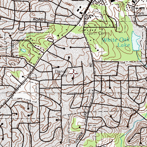 Topographic Map of Daniel Cemetery, GA