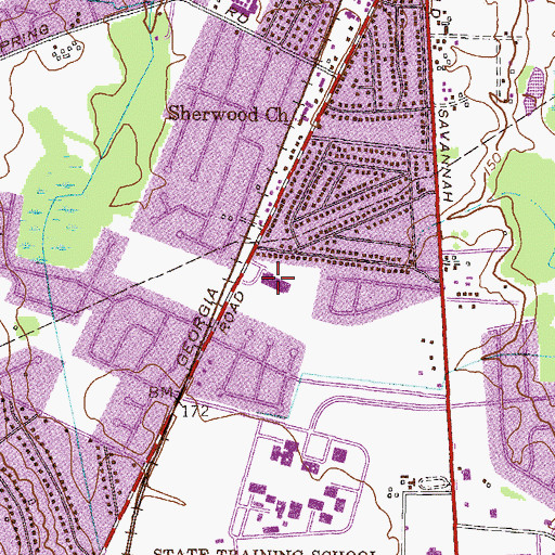Topographic Map of Southside Elementary School, GA