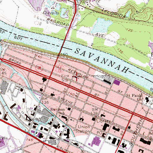 Topographic Map of Springfield Baptist Church, GA