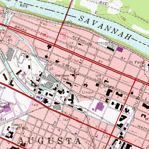 Topographic Map of Union Baptist Church, GA