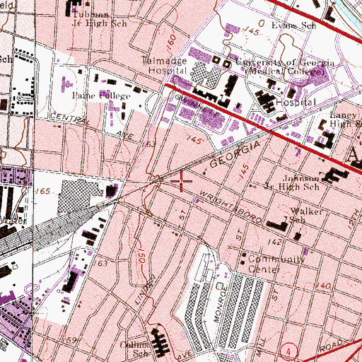 Topographic Map of Gethsemane Baptist Church, GA