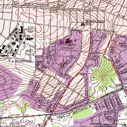 Topographic Map of King Estates, GA