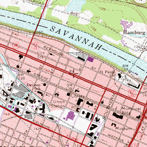 Topographic Map of Broad Street Historic District, GA