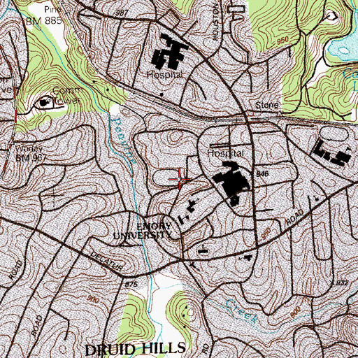 Topographic Map of Emory University Hospital Heliport, GA