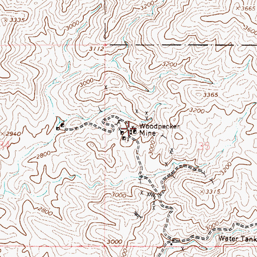 Topographic Map of Woodpecker Mine, AZ