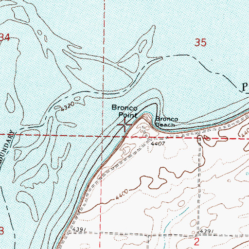Topographic Map of Bronco Point, ID