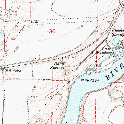 Topographic Map of Davis Springs, ID