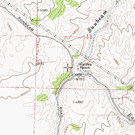 Topographic Map of East Fork Sunbeam Creek, ID