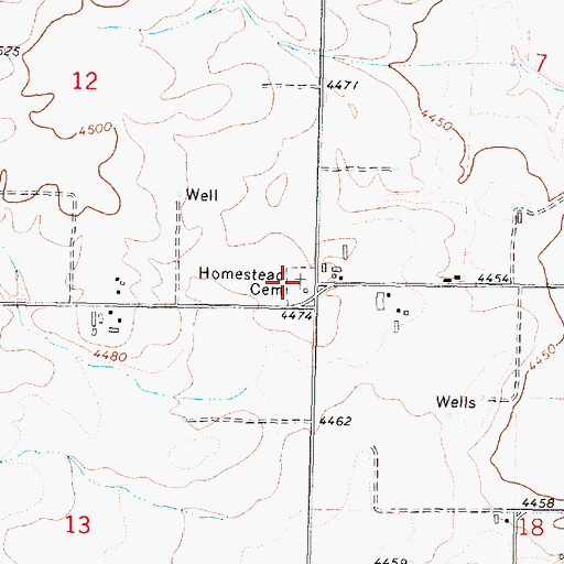 Topographic Map of Homestead Cemetery, ID