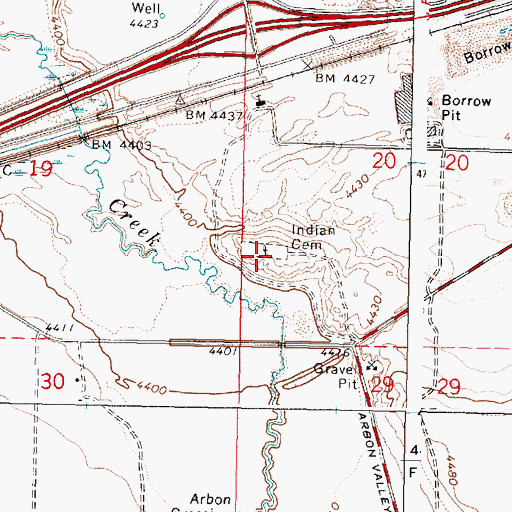 Topographic Map of Indian Cemetery, ID