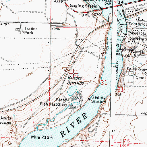 Topographic Map of Rueger Springs, ID