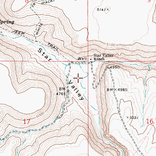 Topographic Map of Star Valley, ID