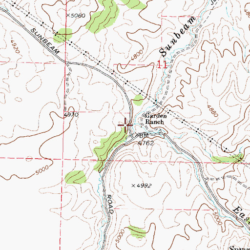 Topographic Map of West Fork Sunbeam Creek, ID