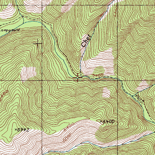 Topographic Map of Chet Creek, ID