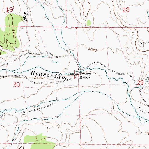 Topographic Map of Emery Ranch, ID