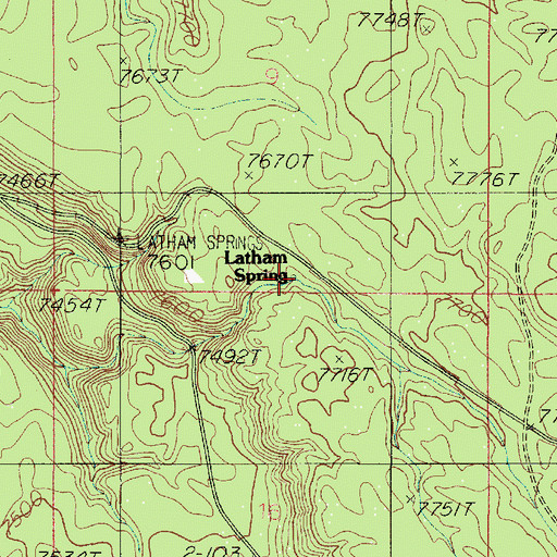 Topographic Map of Latham Spring, ID