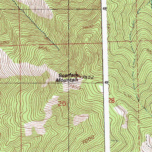 Topographic Map of Scarface Mountain, ID
