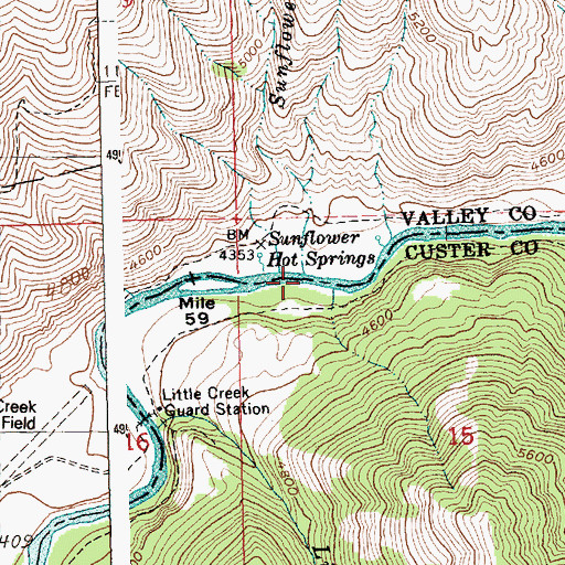 Topographic Map of Sunflower Creek, ID