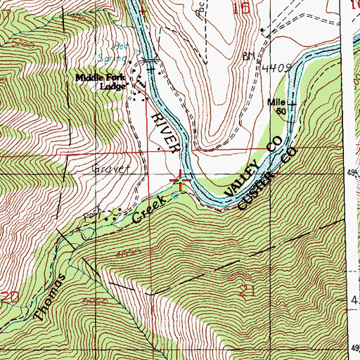 Topographic Map of Thomas Creek, ID