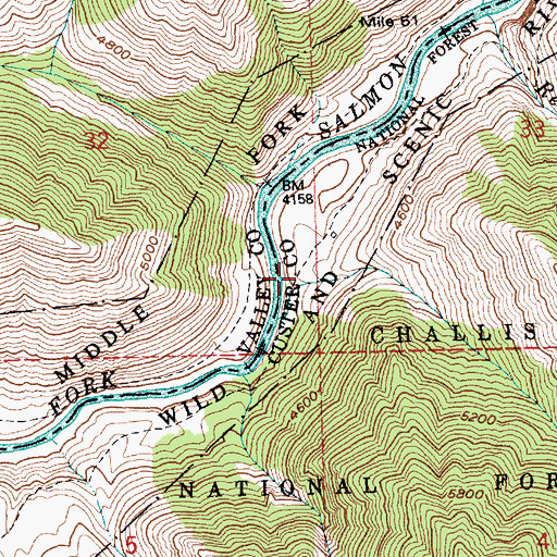 Topographic Map of Pine Creek Flat Campsite, ID