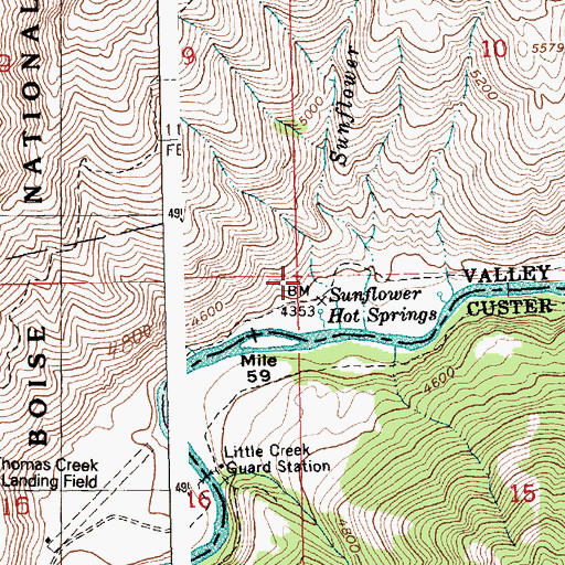 Topographic Map of Hood Ranch Campground, ID