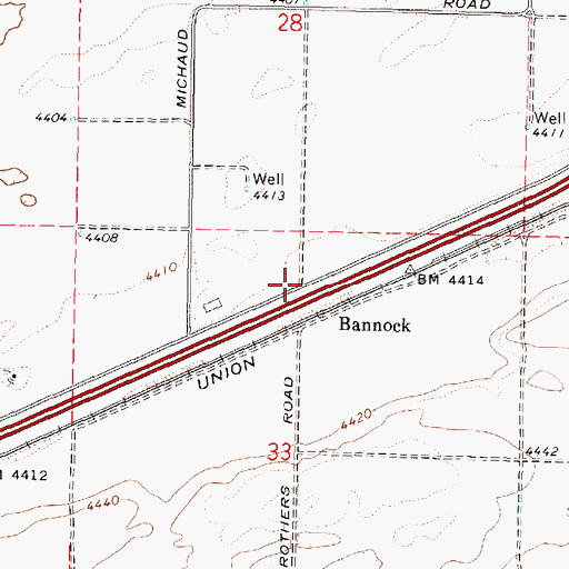 Topographic Map of Bannock, ID
