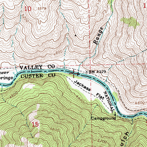 Topographic Map of Range Creek, ID
