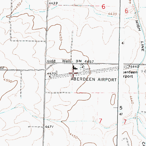 Topographic Map of Aberdeen Municipal Airport, ID