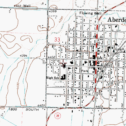 Topographic Map of Aberdeen Elementary School, ID