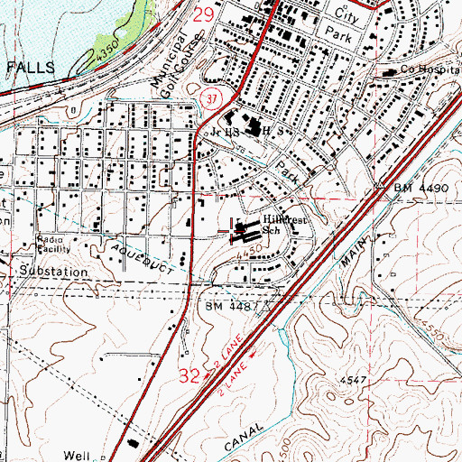 Topographic Map of Hillcrest Elementary School, ID