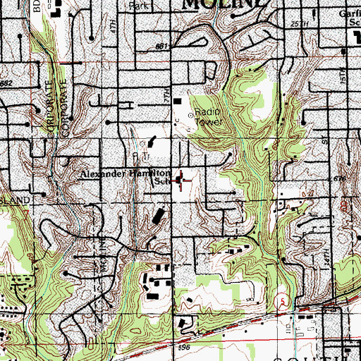 Topographic Map of Hamilton Elementary School, IL