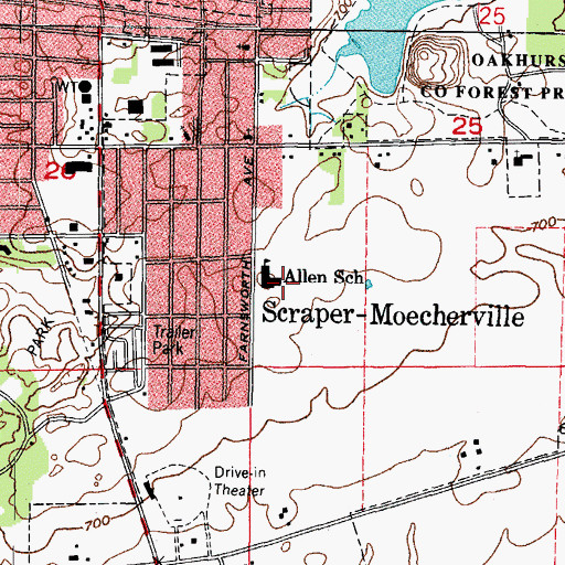 Topographic Map of Allen Elementary School, IL