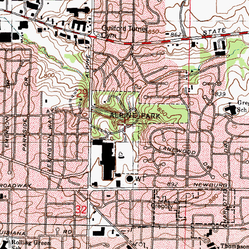 Topographic Map of Alpine Park, IL