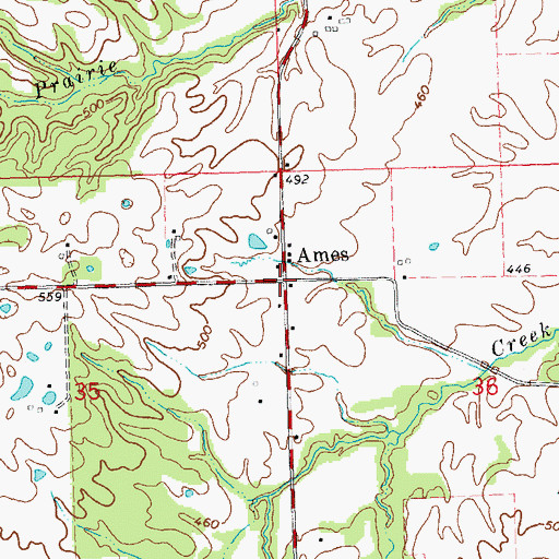 Topographic Map of Ames, IL