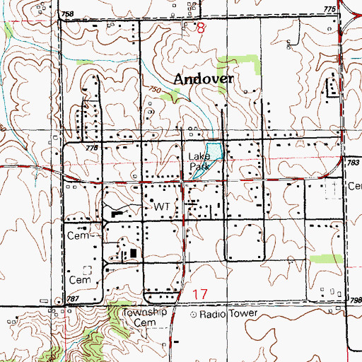 Topographic Map of Andover, IL