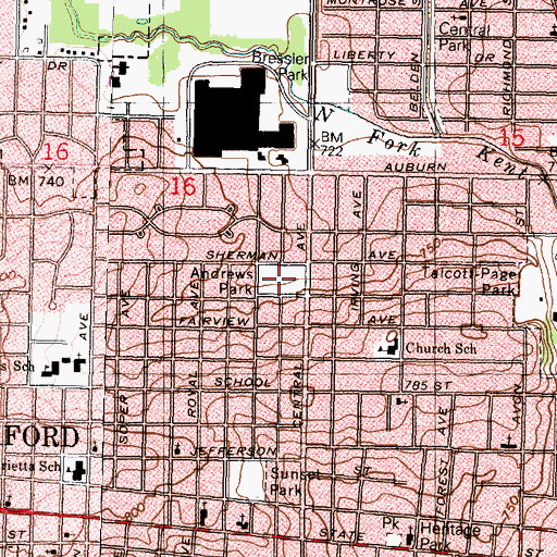 Topographic Map of Andrews Park, IL