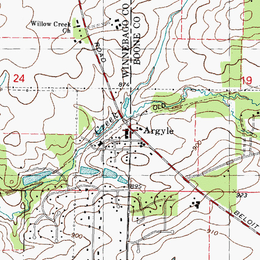 Topographic Map of Argyle, IL
