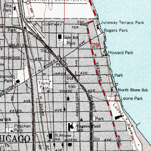 Topographic Map of Ashland Park, IL