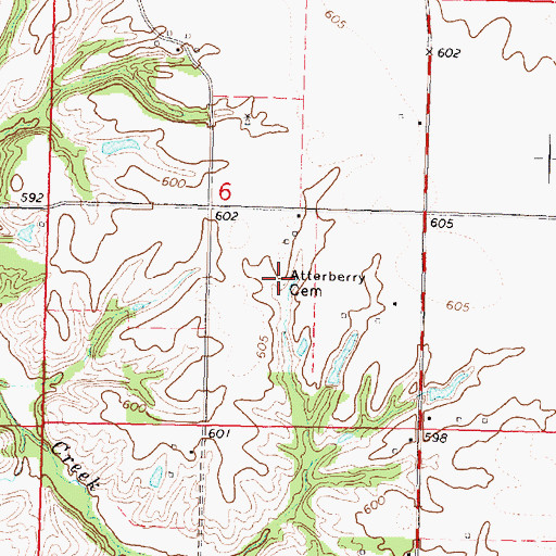 Topographic Map of Atterberry Cemetery, IL