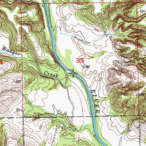 Topographic Map of Badger Creek, IL
